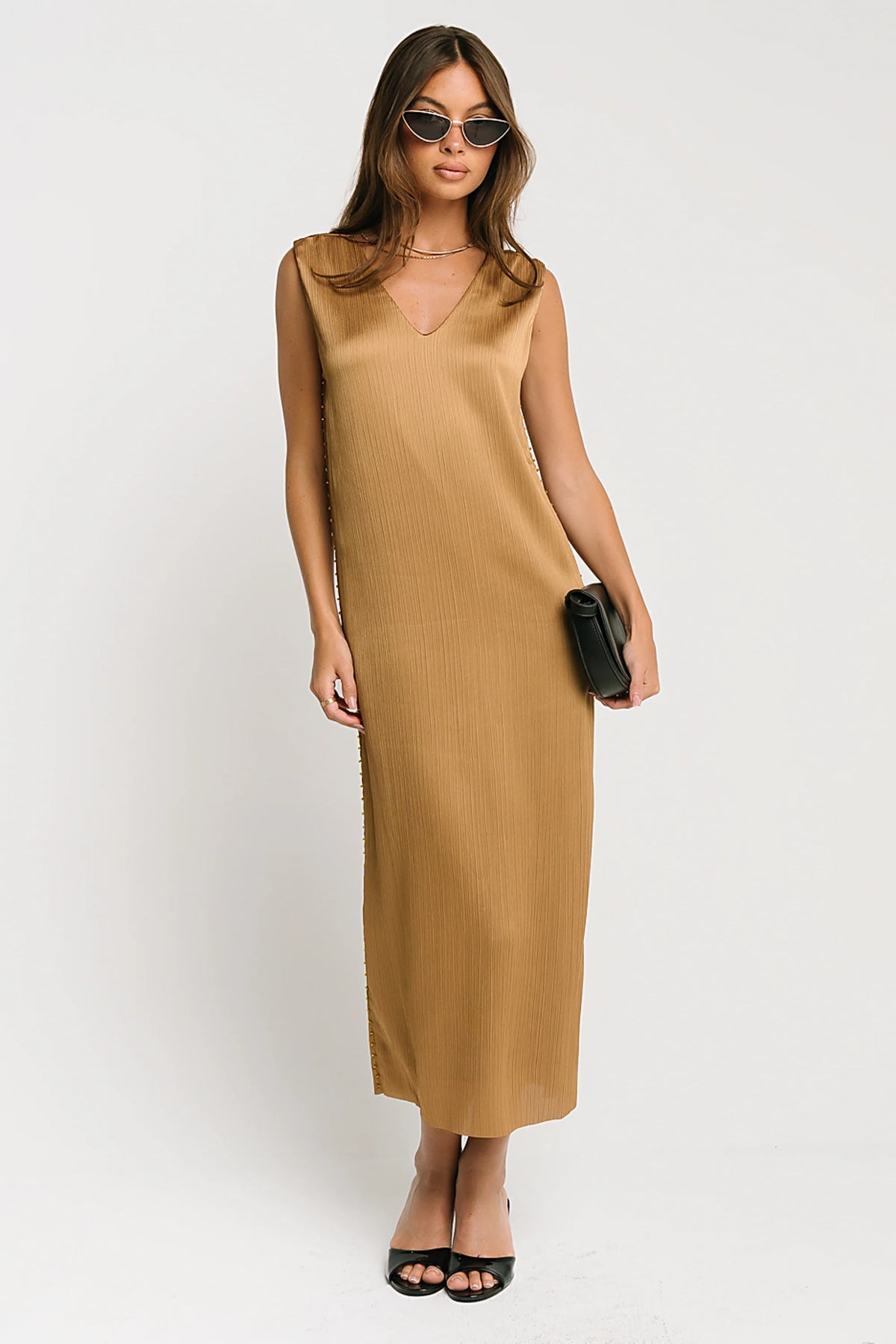 Helena Midi Dress in Gold