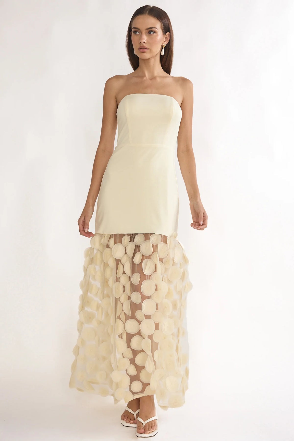 Divora Embellished Hem Maxi Dress Butter
